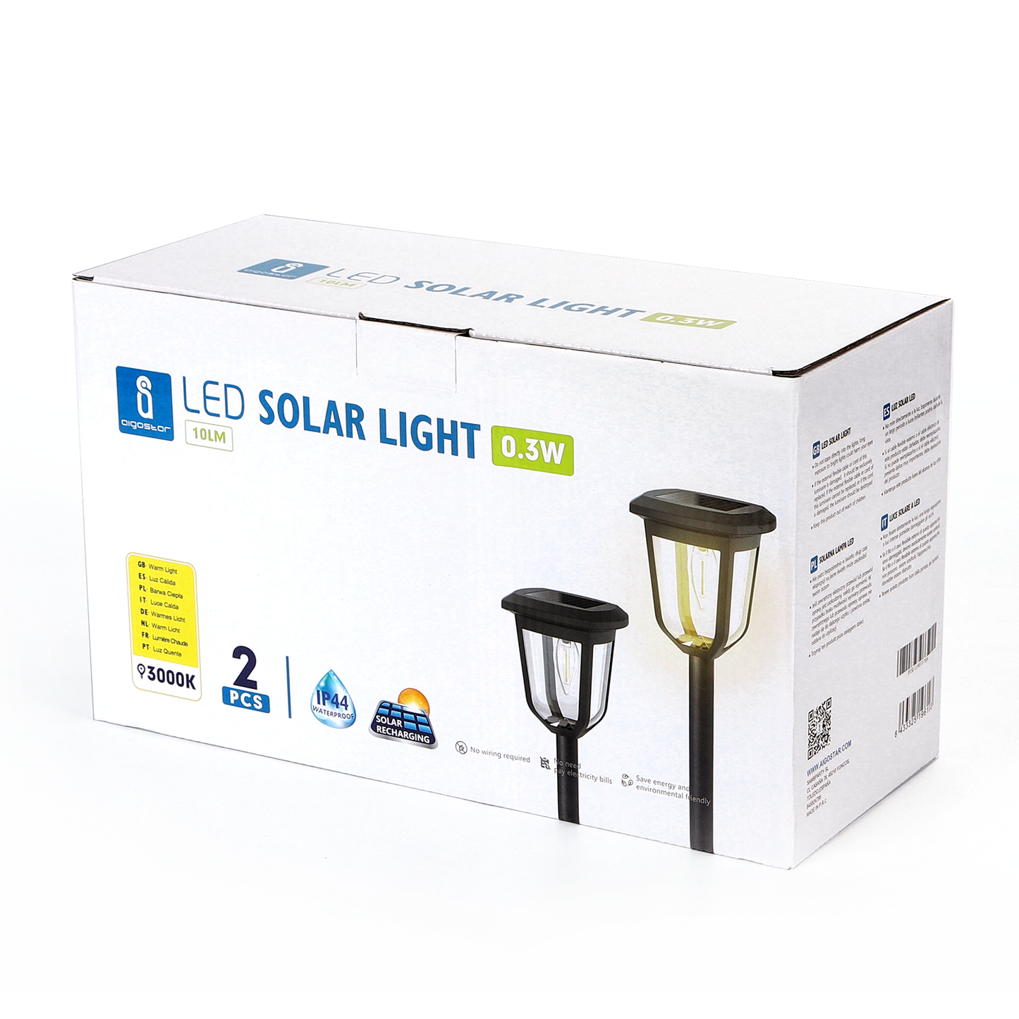 Lampioncino segnapassi solare 0,3W IP44 - Kit 2 pezzi