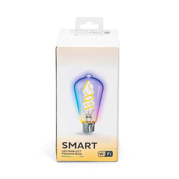 LAMPADINA LED SMART A FILAMENTO CCT+RGB  WIFI- BLUETOOTH - attacco E27 - compatibile Alexa e Google