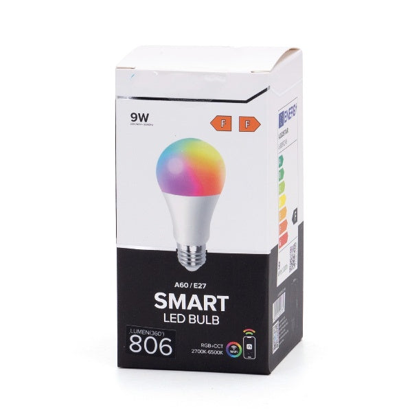 LAMPADINA LED SMART A60 - 9W - CCT+RGB  WIFI- BLUETOOTH - attacco E27 - compatibile Alexa e Google