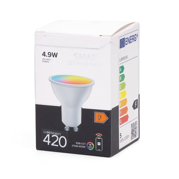 LAMPADINA LED SMART GU10 - 4,9W - CCT+RGB  WIFI- BLUETOOTH - compatibile Alexa e Google